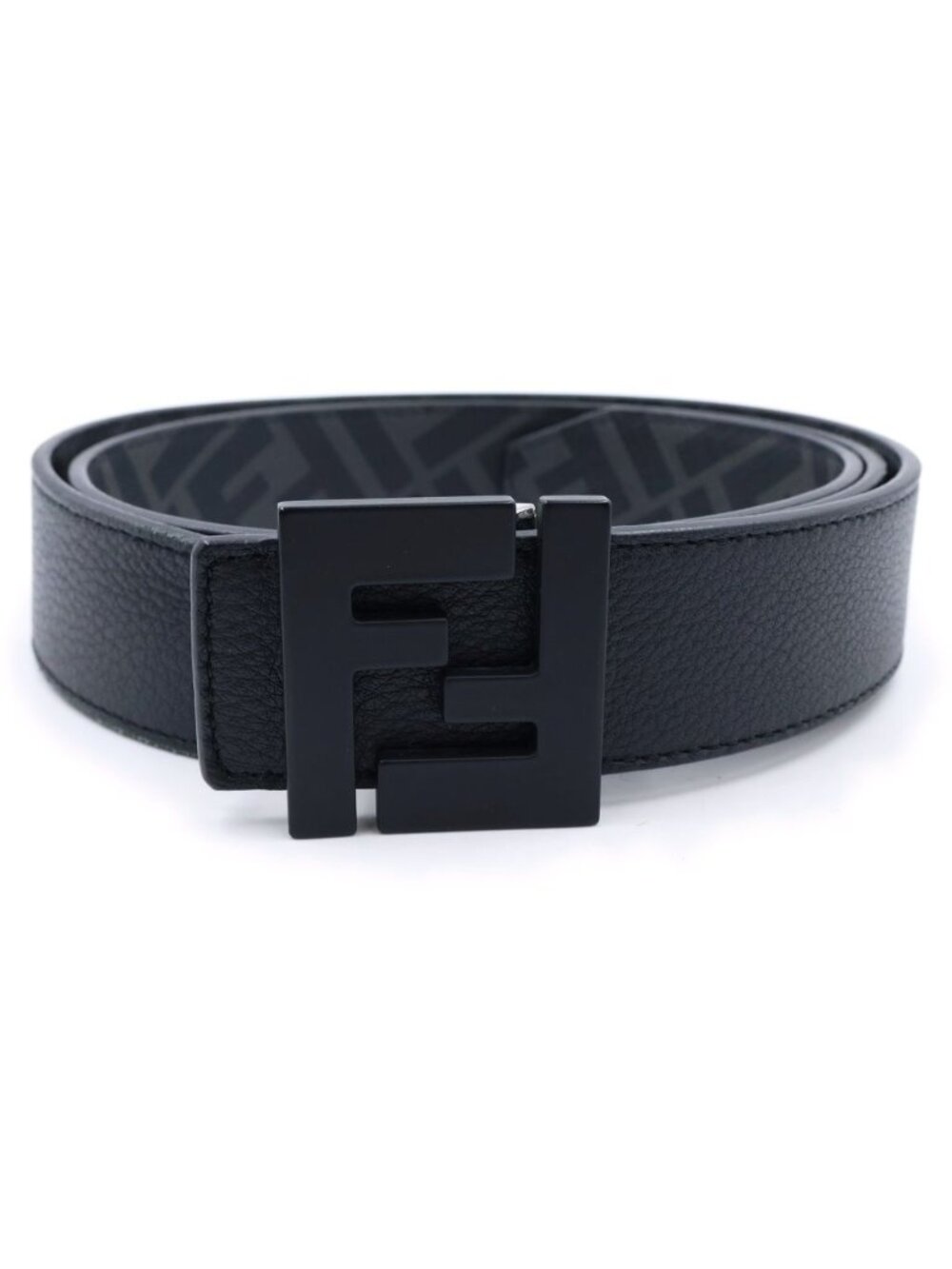 Fendi FF Motif Rfreversible Belt FF Logo Monogram Zucca Pattern Reversible